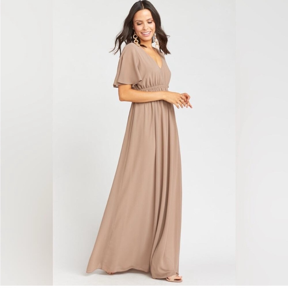 Show Me Your Mumu Emily Empire Maxi Dress in Dune Chiffon NWT Small